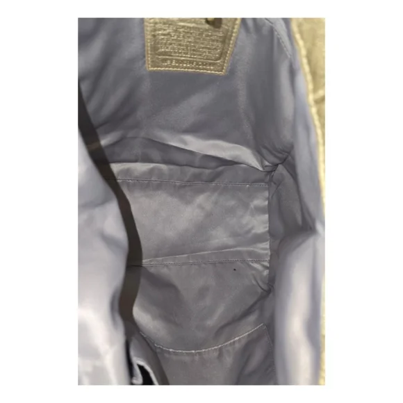 Coach North South Gold Metallic Woven Leather Tote Bag - Picture 6 of 7